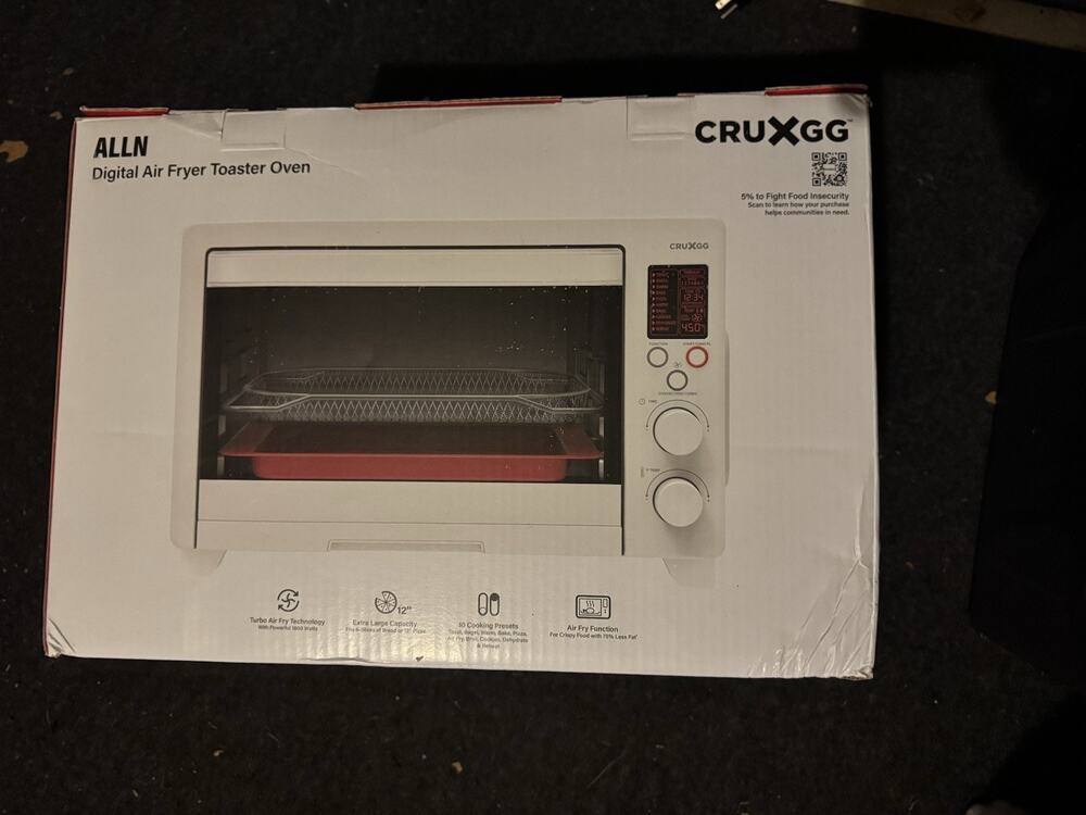 CRUXGG ALLN Digital Air Fryer Toaster Oven, Air Fry Function, White